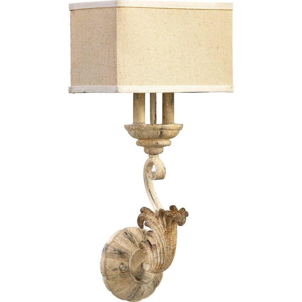 Florence Persian White And Amber Linen 2 Light Wall Light