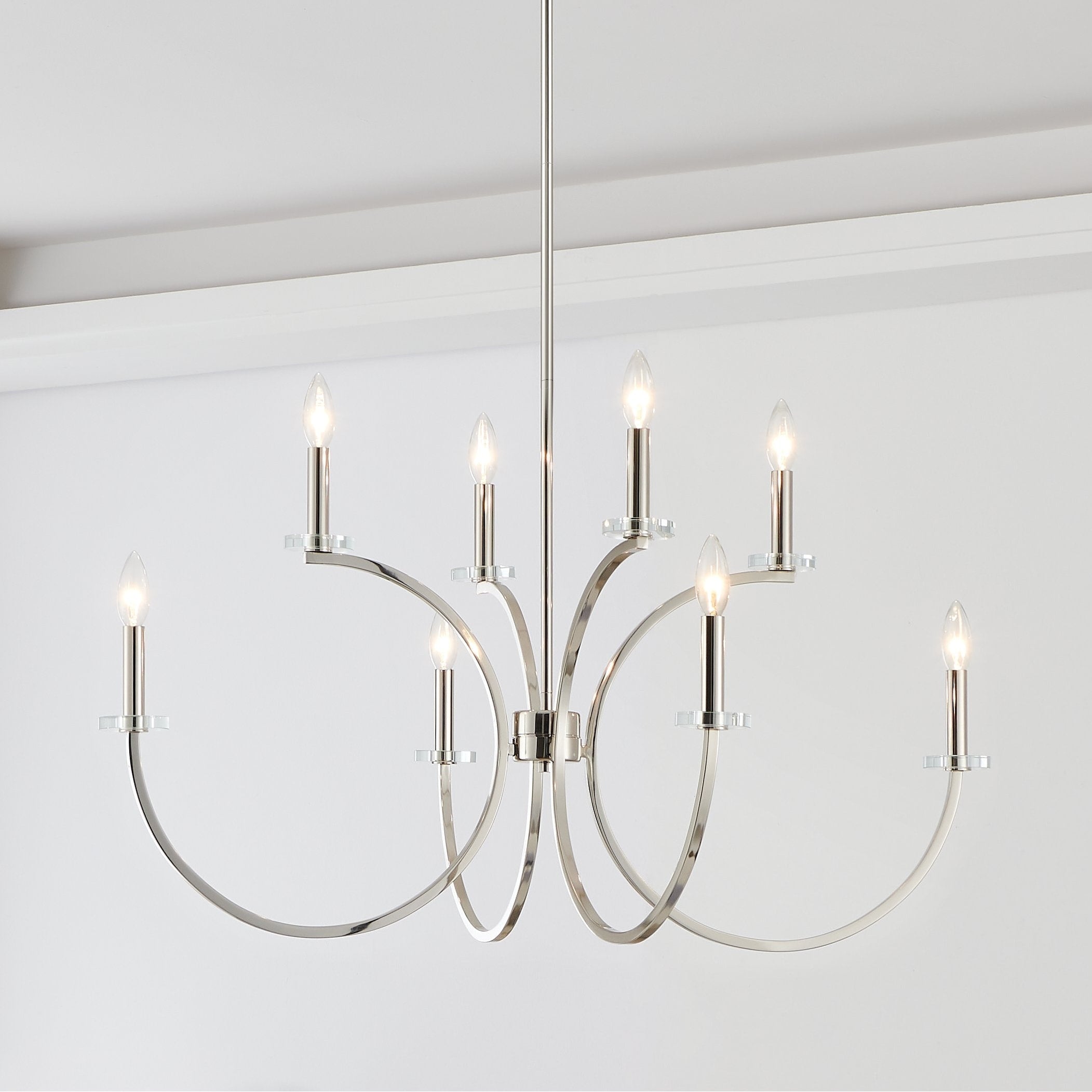 Florian 36 Inch 8 Light Polished Nickel And Clear Glass Chandelier L 36 X W 36 X H 19.25 X M H 66.5