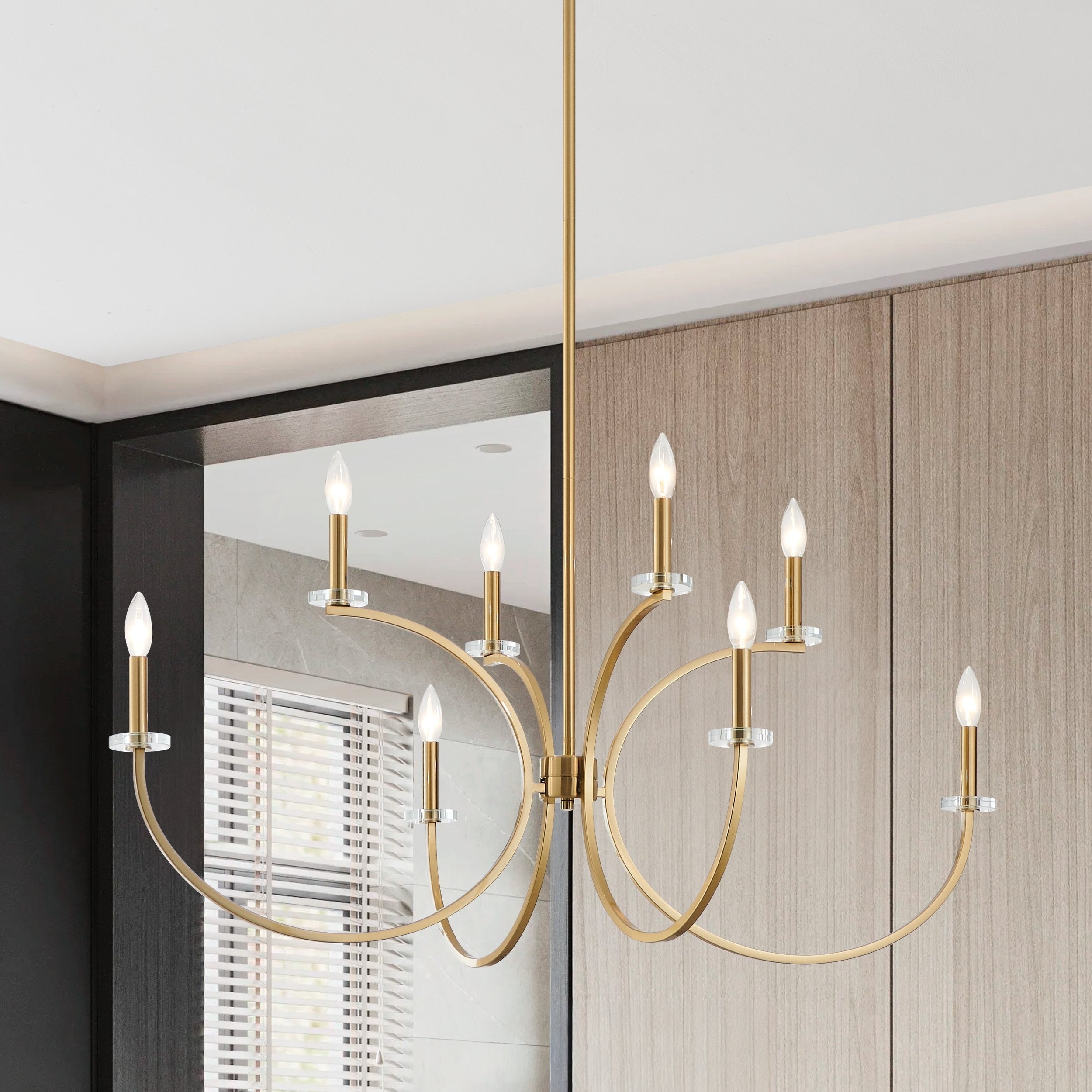 Florian 44 Inch 8 Light Brushed Gold And Clear Glass Chandelier L 44 X W 36 X H 19.25 X M H 66.5