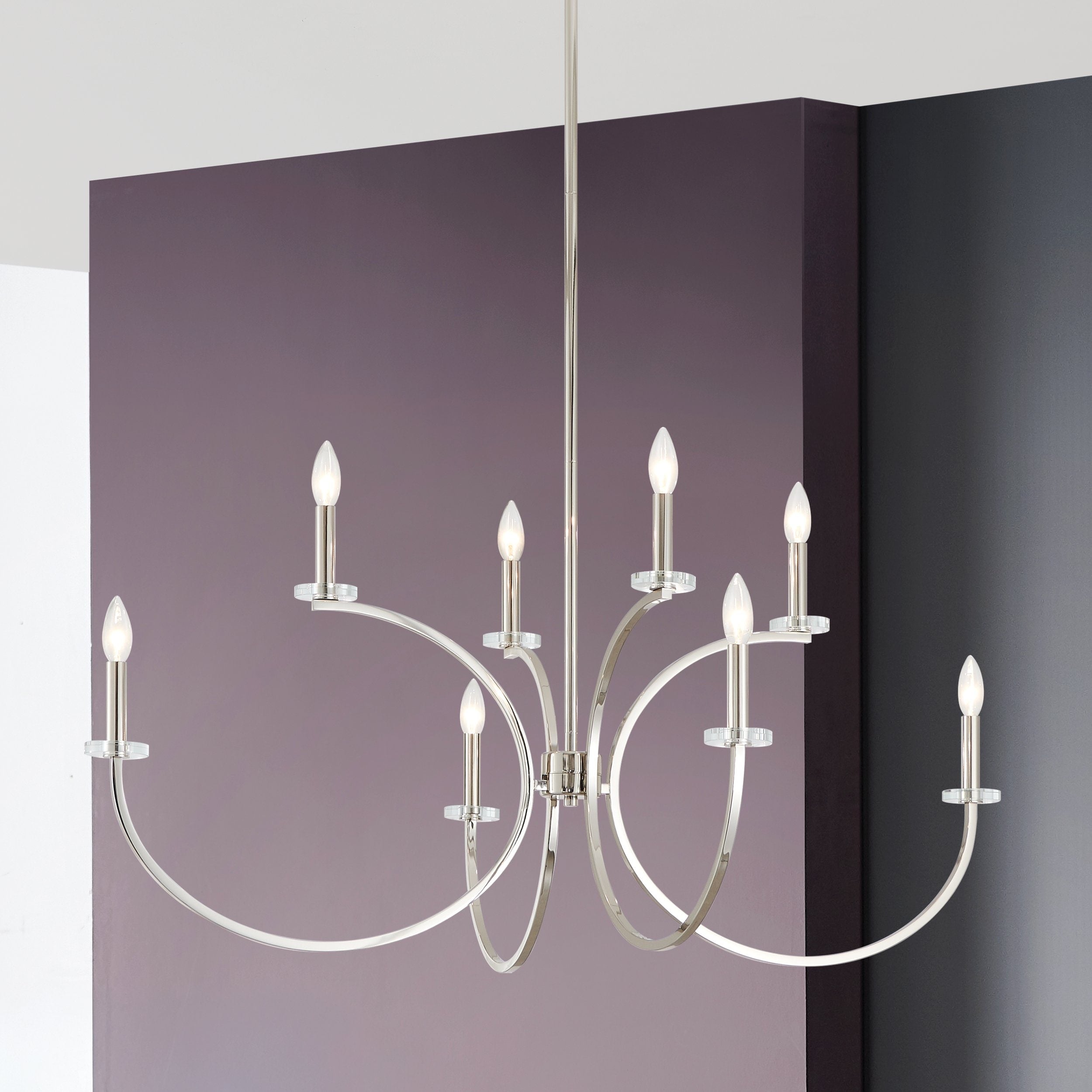 Florian 44 Inch 8 Light Polished Nickel And Clear Glass Chandelier L 44 X W 36 X H 19.25 X M H 66.5