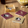 Florida State University 4 Piece Ceramic Coasters Set With Wood Caddy