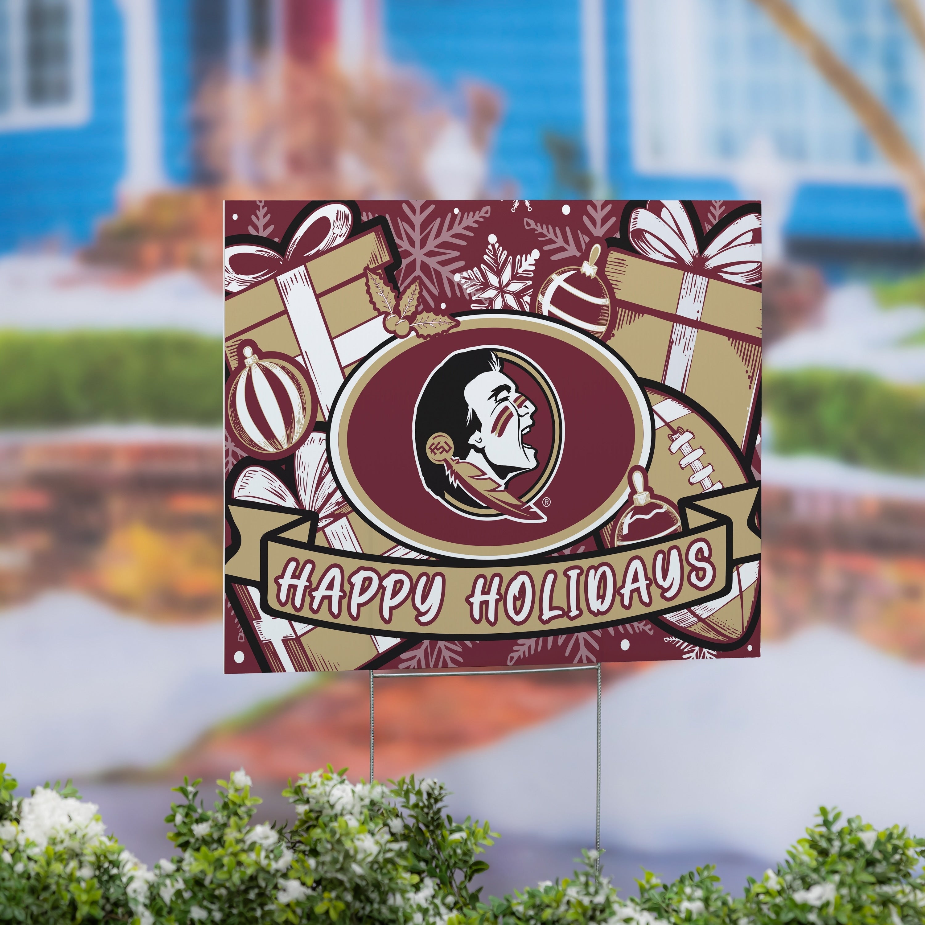 Florida State University Yard Sign Happy Holidays 24 X 18
