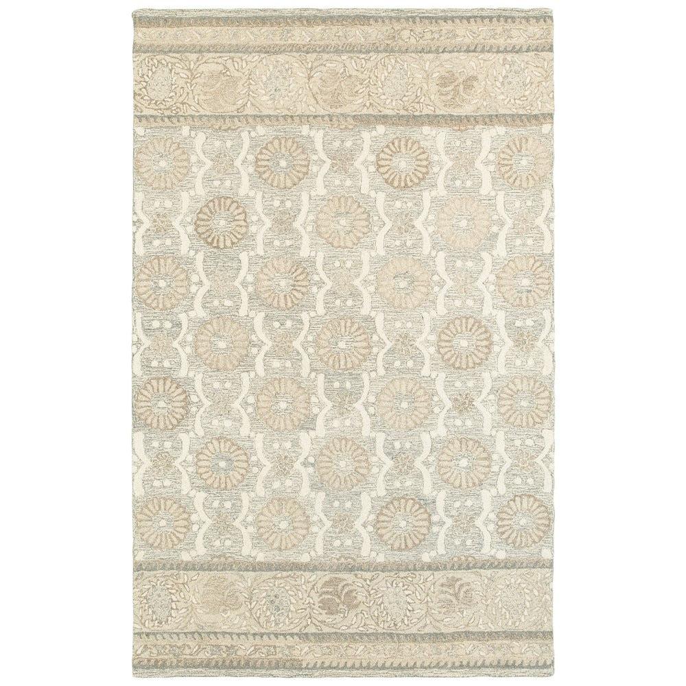 Copper Grove Lalemant Blossom Ash Sand Wool Handcrafted Undyed Area Rug 5 X 8