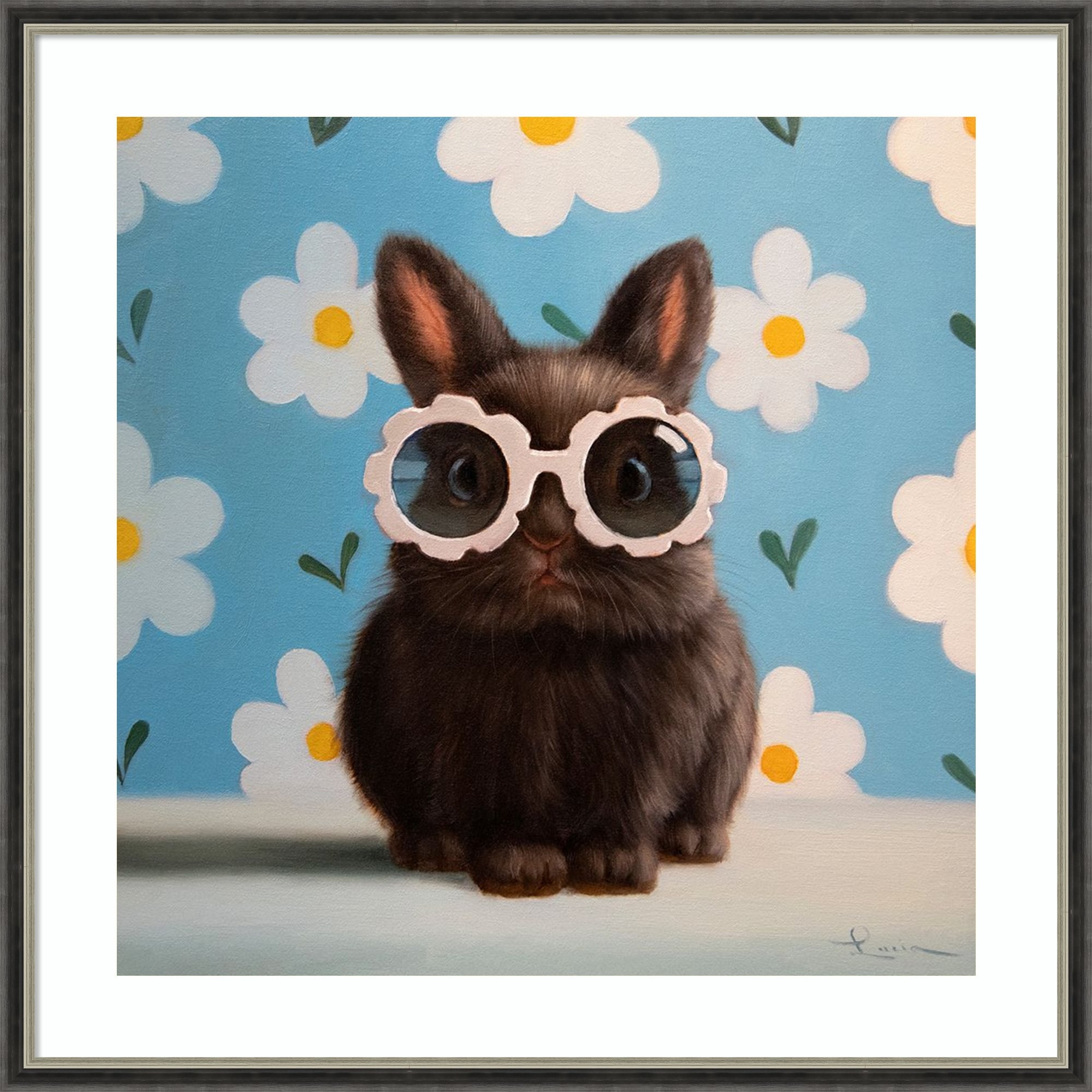 Flower Child By Lucia Heffernan Wood Framed Wall Art Print Theo Black Silver Narrow