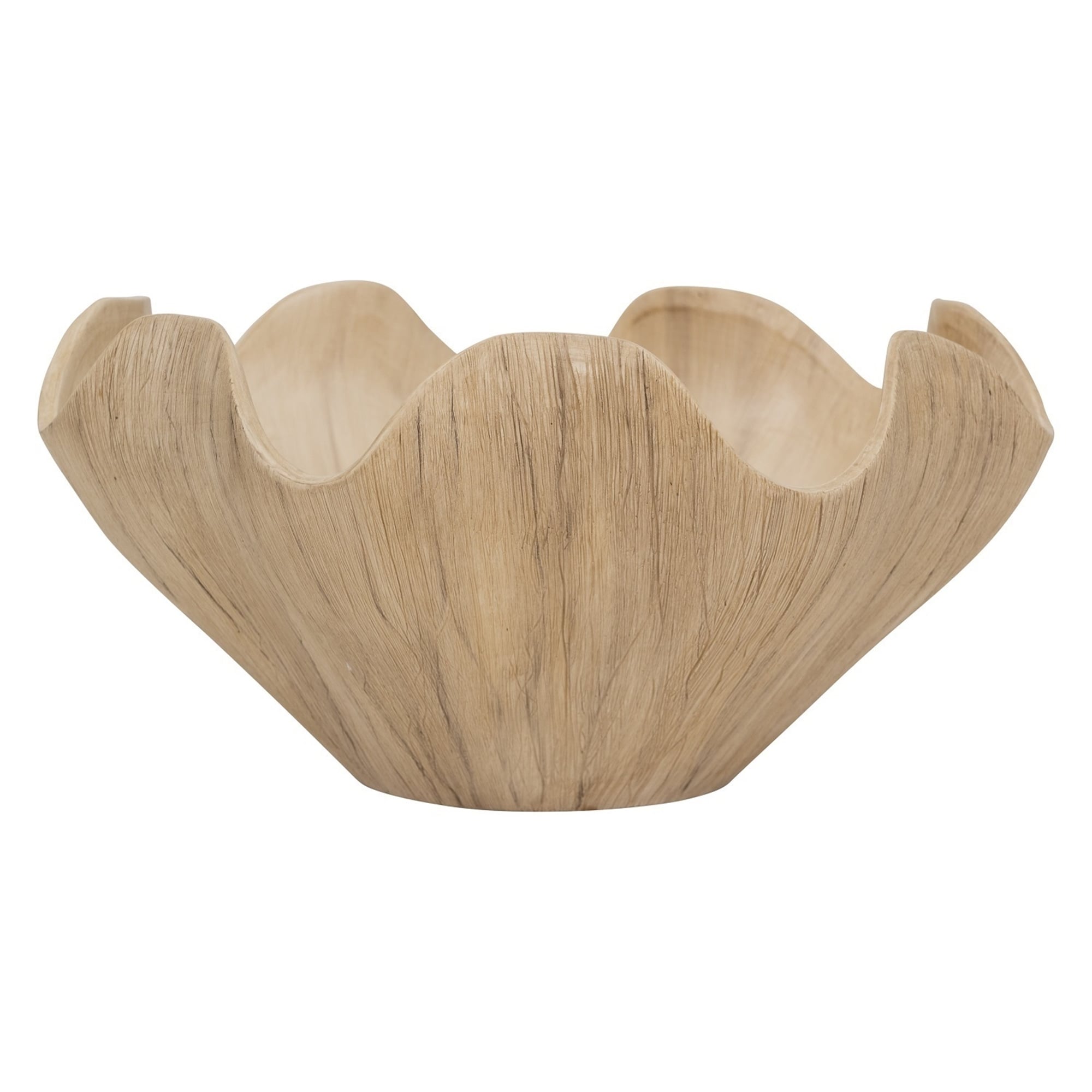 Flower Design Decorative Bowl 13.75 Beige