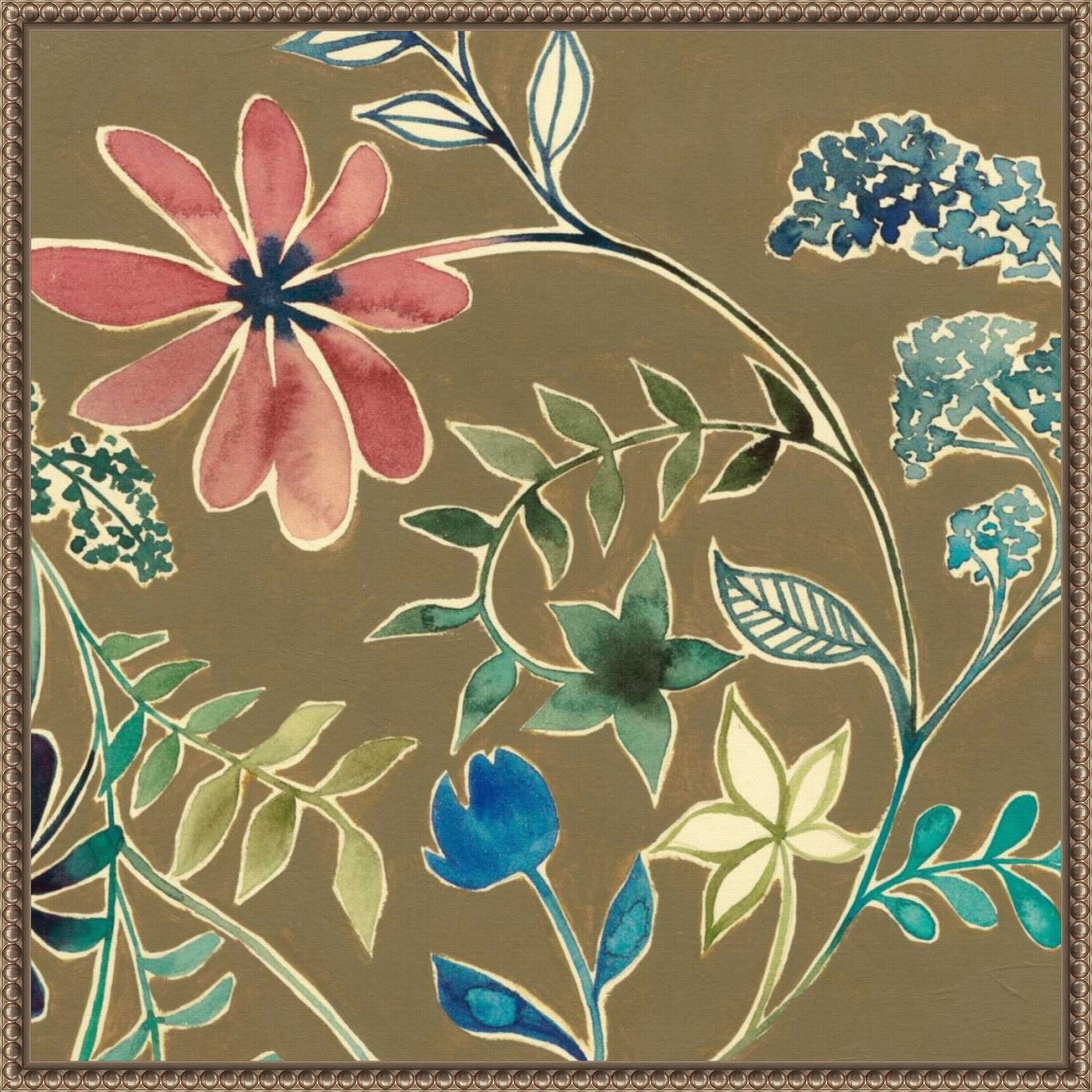 Flower Garland No. 1 By Grace Popp 22 X 22 In. Framed Canvas Wall Art Print
