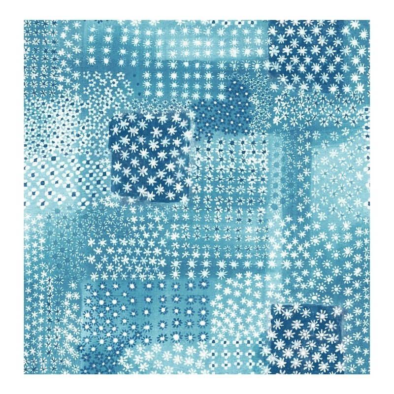 Flower Power Indigo Patchwork Wallpaper 20.5In X 396In X 0.025In