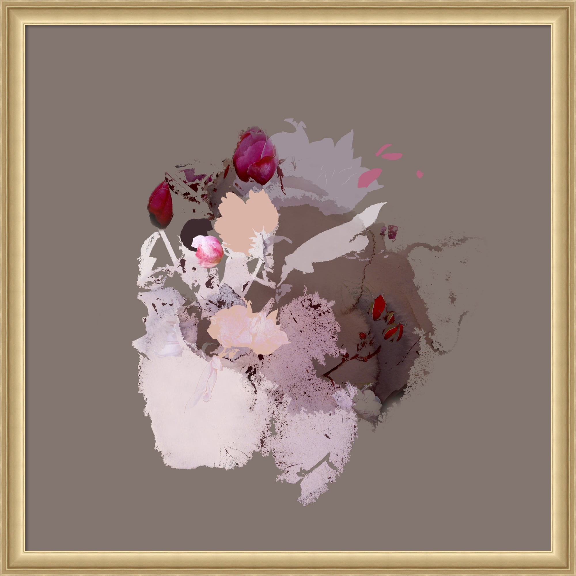 Flowering Heart Latte By Miriam Stayte Framed Mounted Canvas Wall Art Print