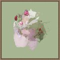 Flowering Heart Pale Olive By Miriam Stayte Framed Canvas Wall Art