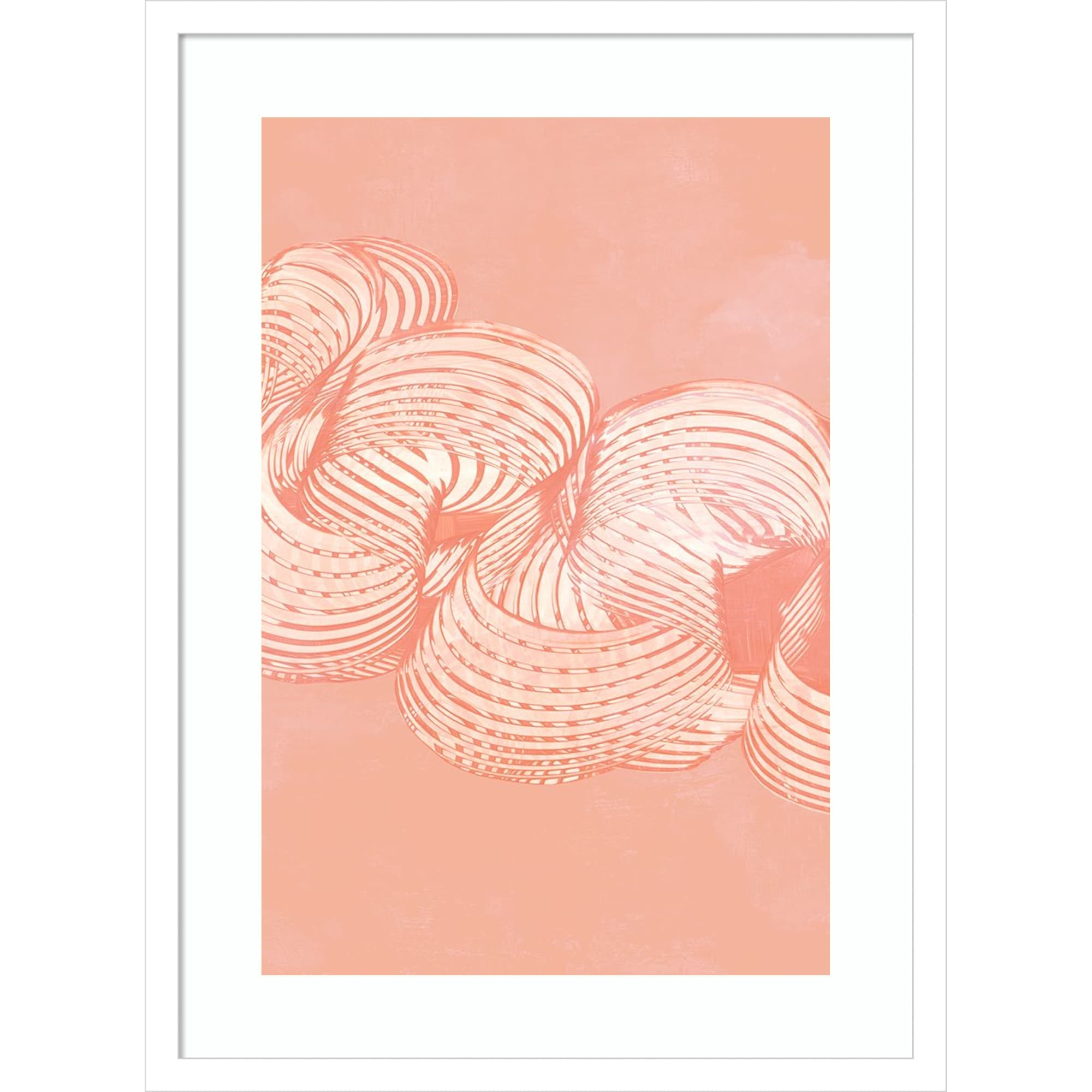 Flowering Peach Ribbon No. 1 By Pi Studio Wood Framed Wall Art Print Svelte White