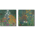 Flowery Garden Garden With Sunflowers By Klimt 2 Pc Gallery Wrapped Canvas Giclee Set 18 In X 18 In Each Canvas In Set