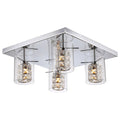 Chrome Iron Flush Mount With Clear Crystal And Glass Shades