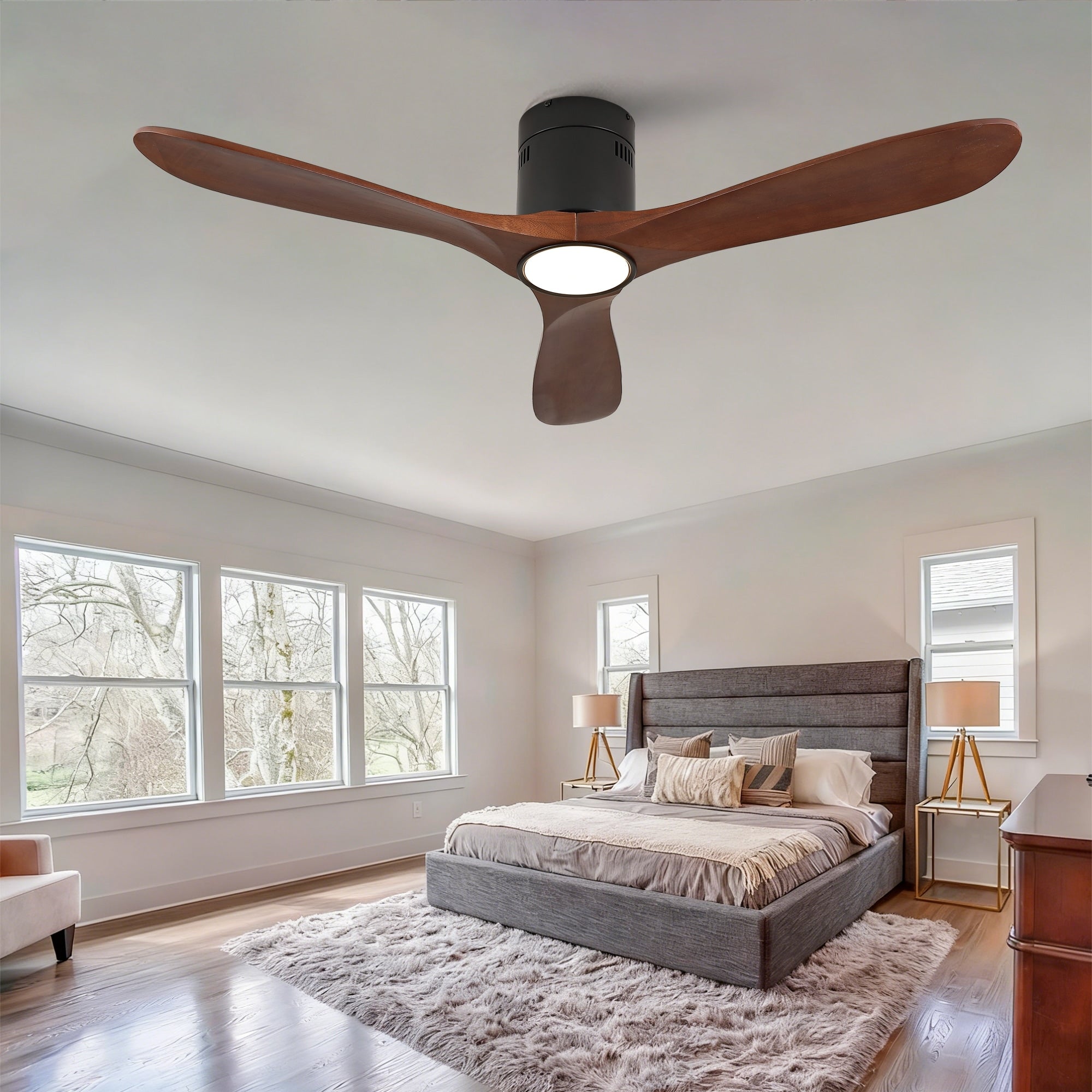 Flush Mount Ceiling Fan With Dimmable Led Remote