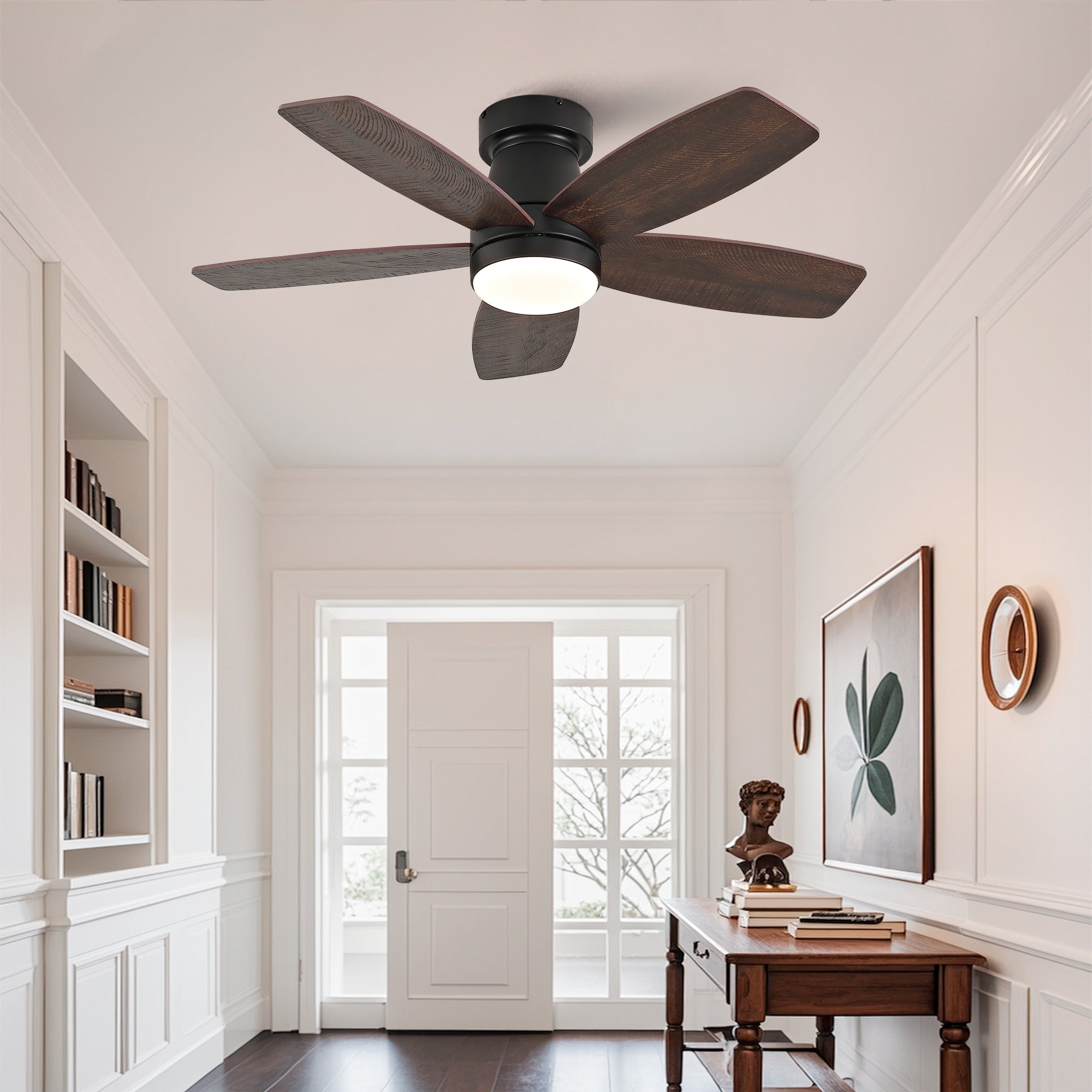 Flush Mount Ceiling Fan With Dimmable Led Remote