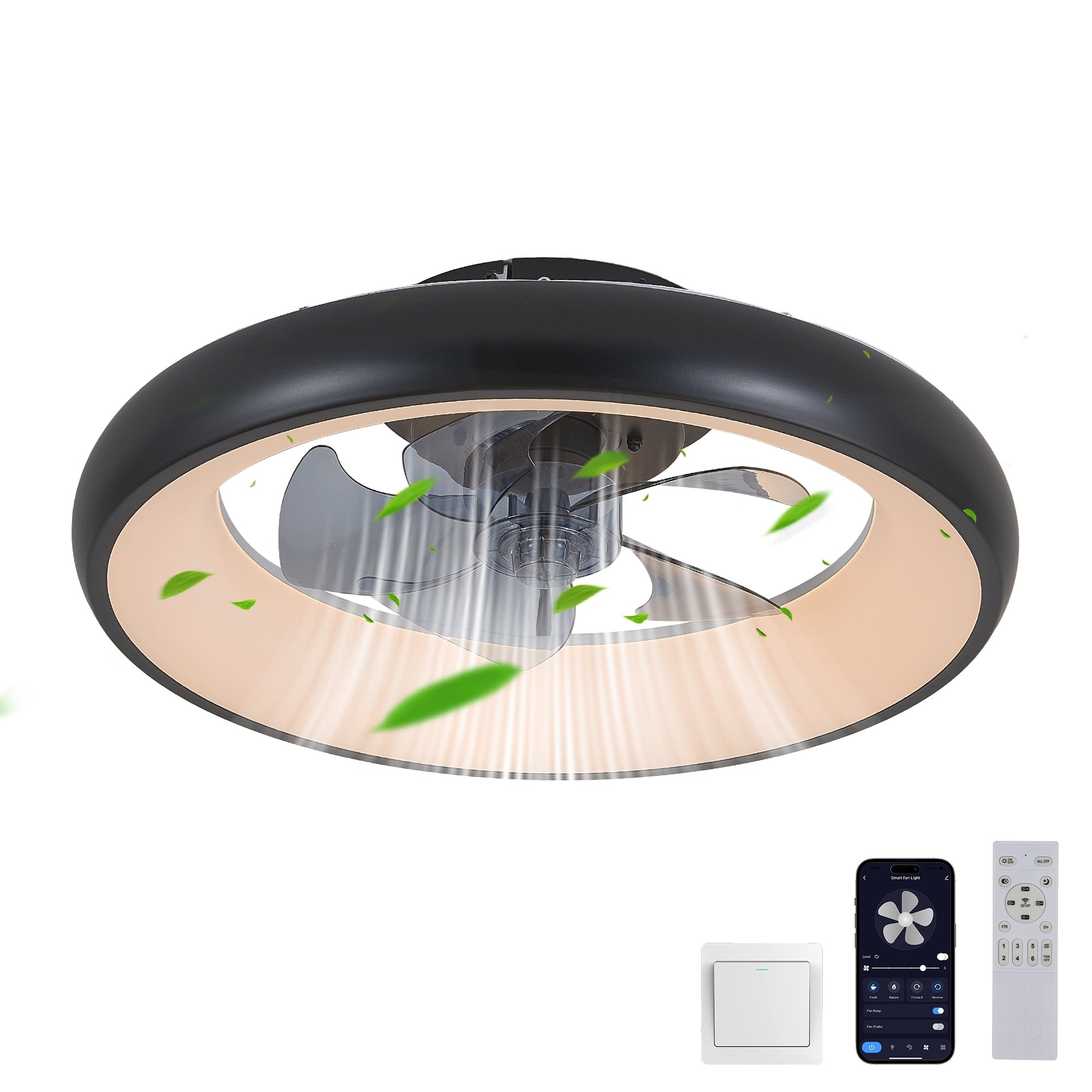Flush Mount Ceiling Fan With Light Remote Control
