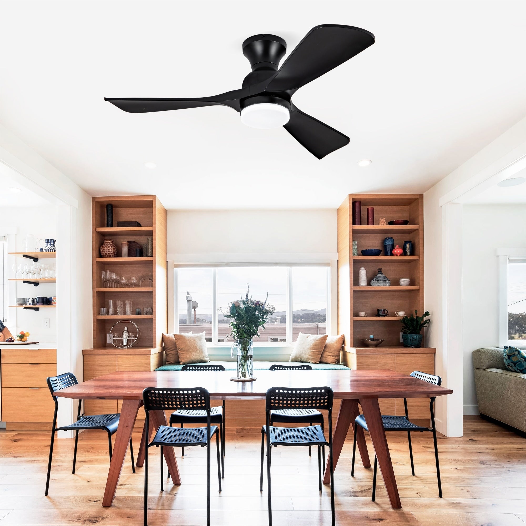 Flush Mount Ceiling Fan With Remote Control For Bedroom