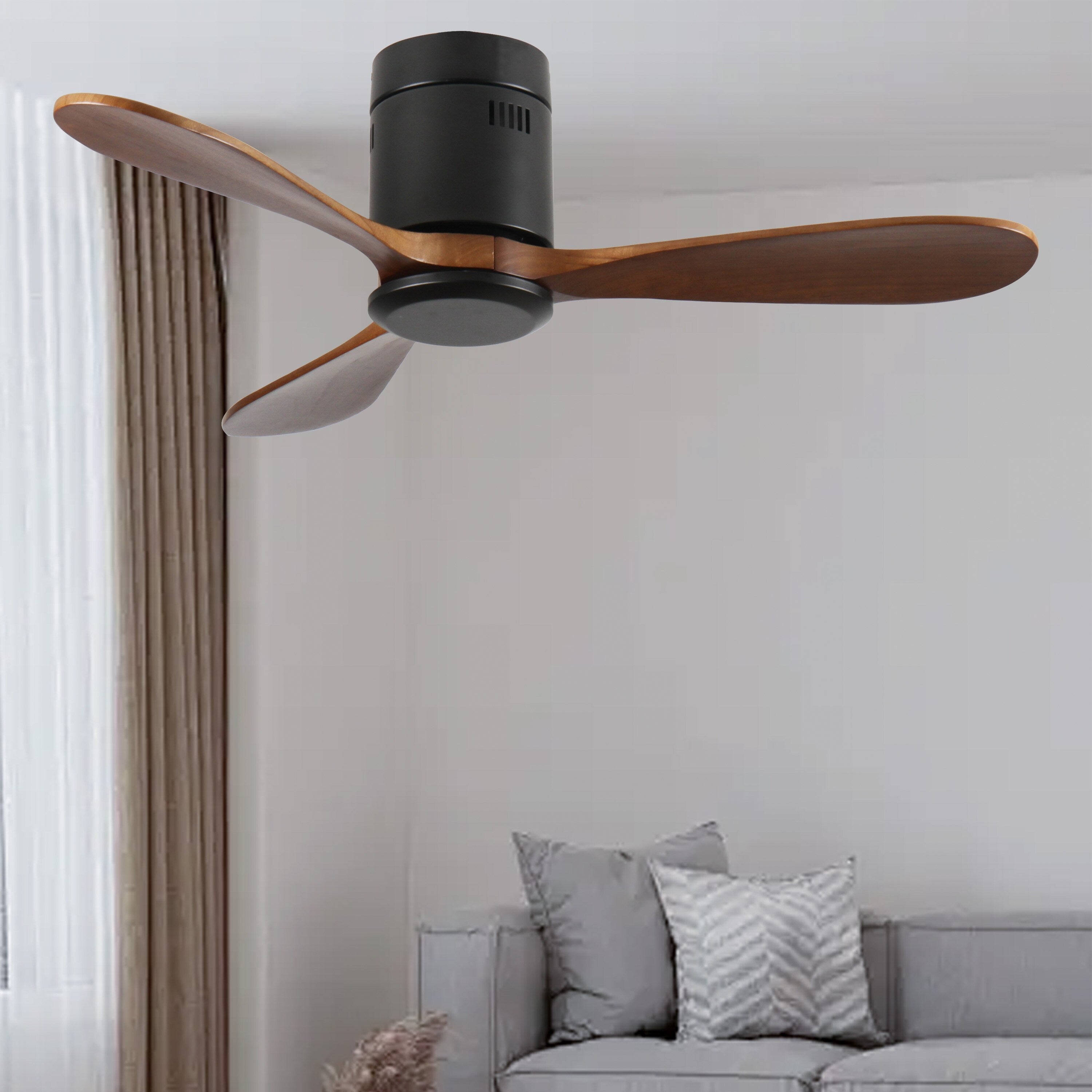 Flush Mount Ceiling Fan Without Light With Remote Control