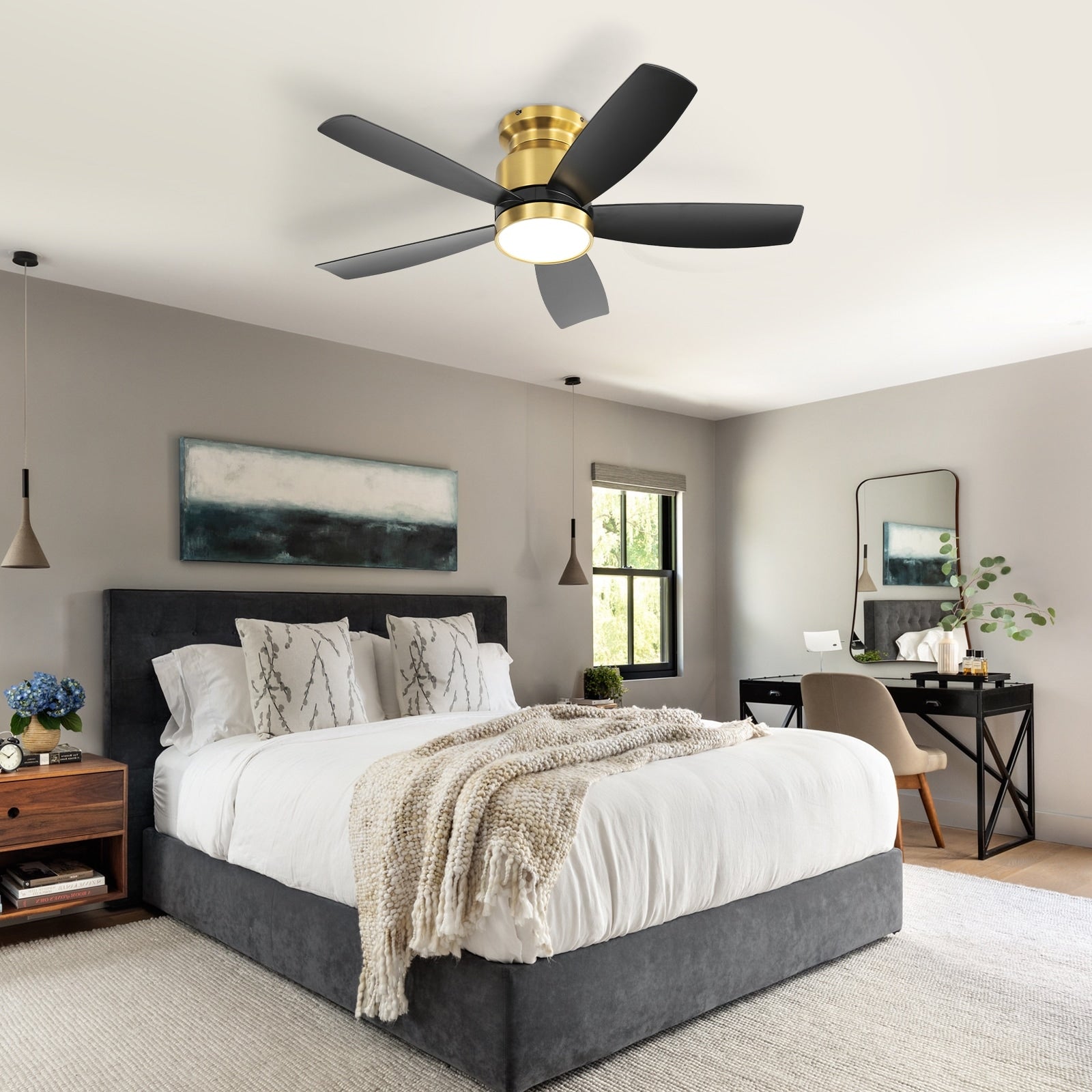 Flush Mount Ceiling Fans With Led Light Remote Control