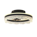 Flush Mount Crystal Ceiling Fan With Light For Bedroom