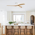 Flush Mount Matte White Ceiling Fan With Lights Remote Control