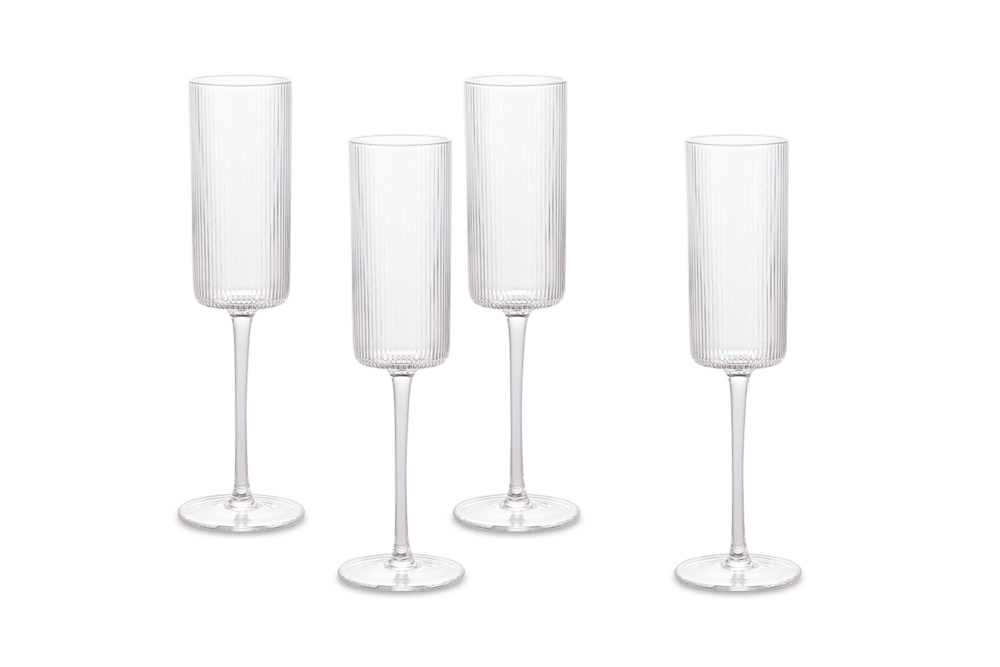 Flute Champagne Glasses, Set of 4