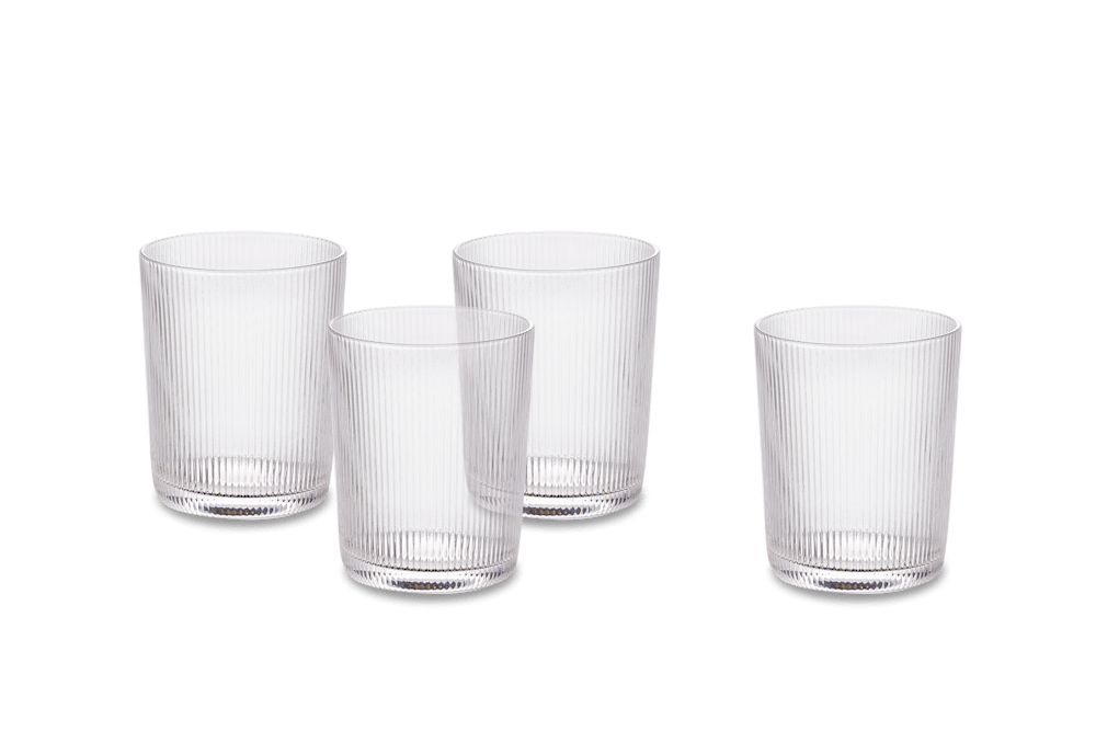 Flute Short Drinking Glasses, Set of 4