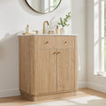 Fluted Bathroom Vanity With Sink Storage Cabinet Adjustable Shelf