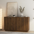 Fluted Buffet Cabinet With 4 Doors Large Capacity Wood Wine Bar Storage Cabinet Console Table With Adjustable Shelves