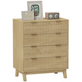 Fluted Dresser For Bedroom With 4 Drawers Chest Of Drawers With Gold Finger Pulls And 4 Wood Legs Natural Wood