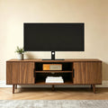 Fluted Tv Stands For Living Room 54.3 Modern Entertainment Center Tv Console With Open Shelves Television Media Cabinet