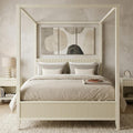 Fluted Wood Canopy Platform Bed With Four Poster Frame By Harper Bright Designs