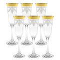 Flutes Set Of 6 Stencil Pattern And Gold Band