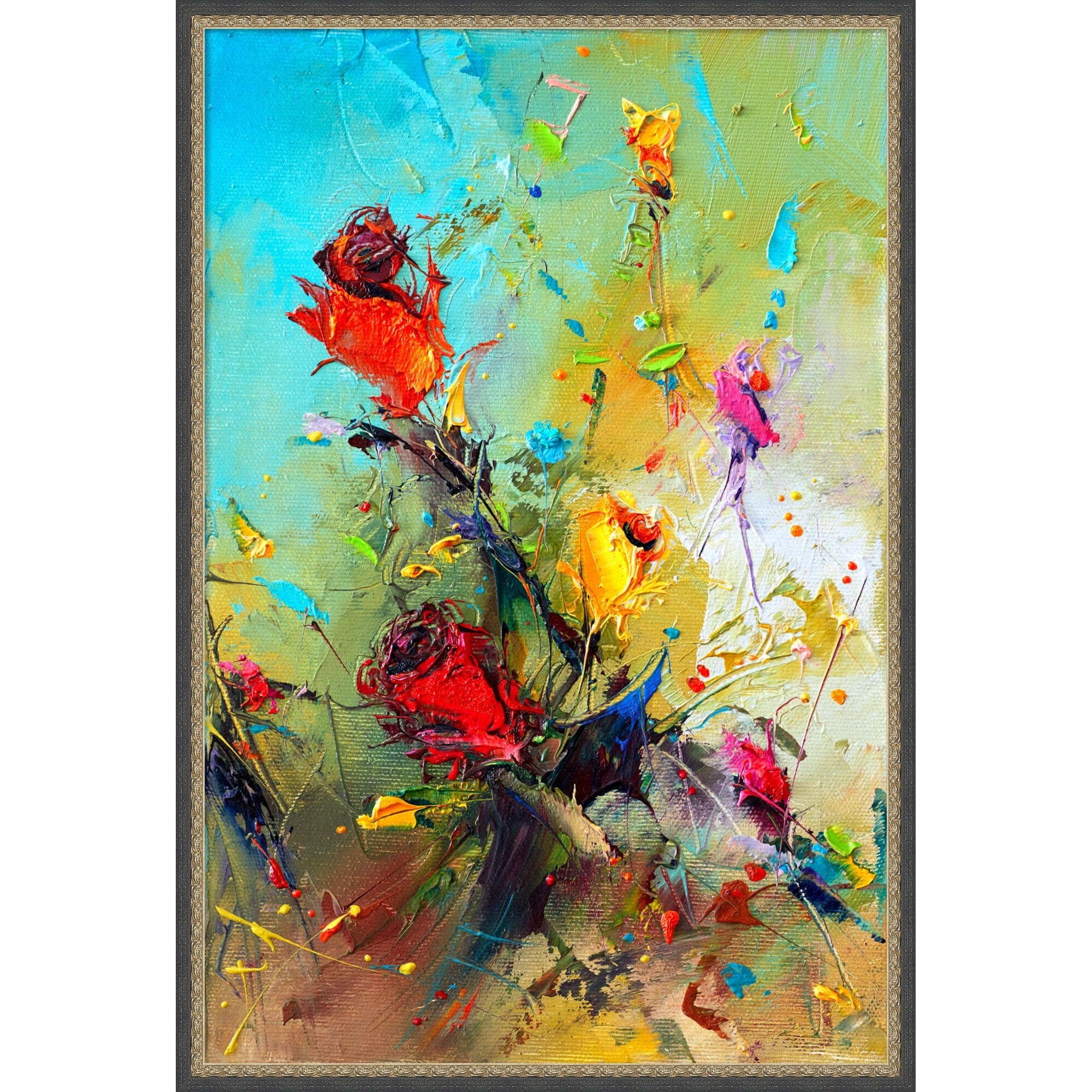 Fly Roses By Stanislav Lazarov Framed Mounted Canvas Wall Art Print