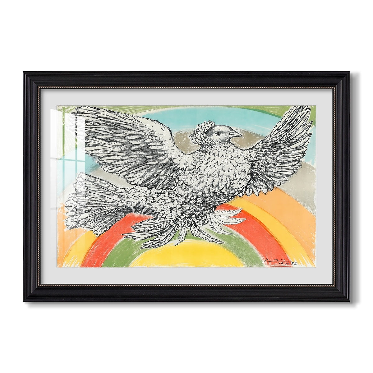 Flying Dove With Rainbow 1952 Pablo Picasso Custom Framed Print