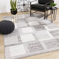 Converge Grey White Foggy Squares Rug