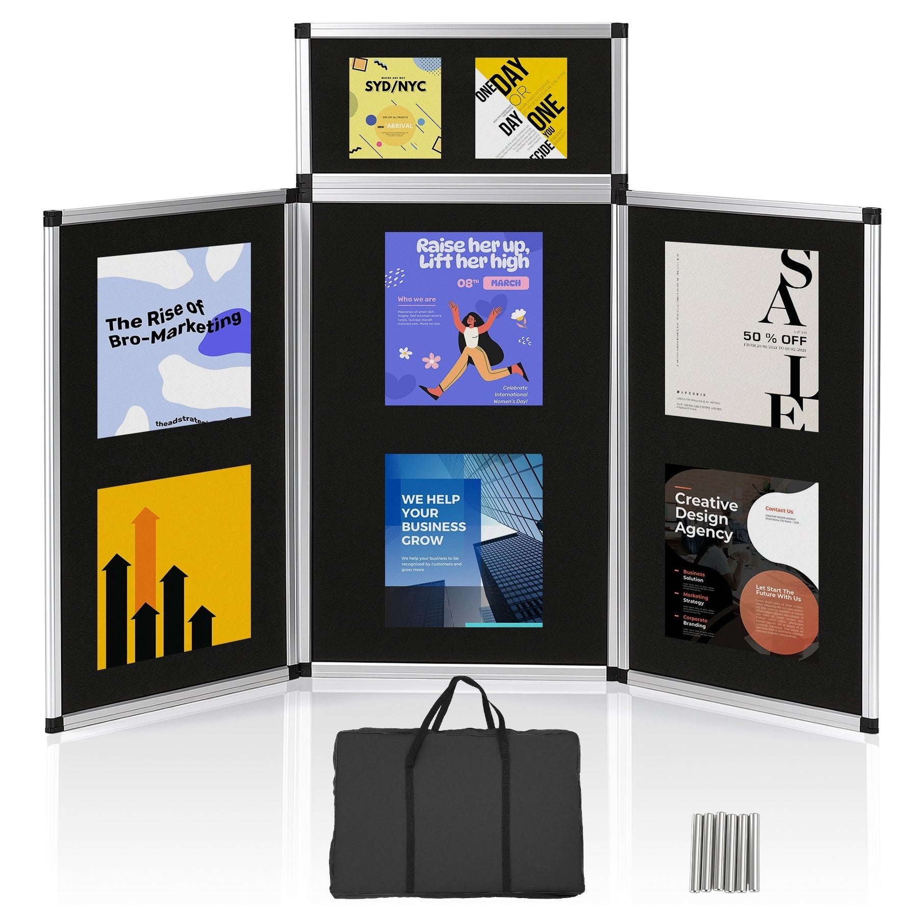 Foldable 3 1 Bulletin Board Aluminum Foldable Display Board
