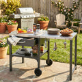 Foldable Outdoor Bbq Cart With Stainless Steel Top And Storage Space