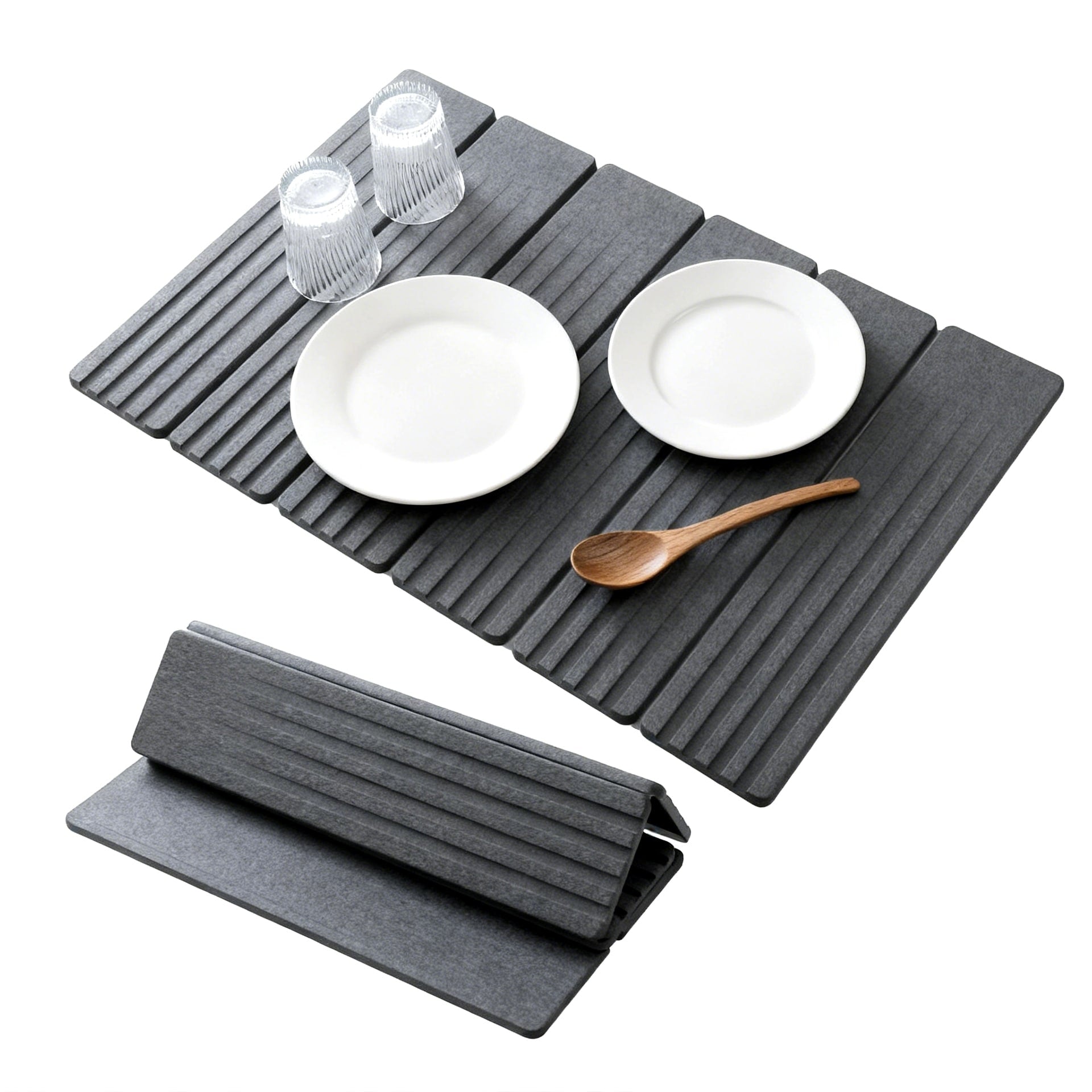 Foldable Stone Drying Mat For Kitchen Counter Quick Dry Diatomaceous Dish Mat Water Absorbing Pad 23.6X15.4 In. 23.6