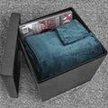 Foldable Storage Ottoman Suede With Cover Grey