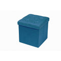 Foldable Storage Ottoman Suede With Cover Teal