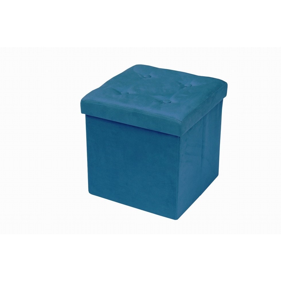 Foldable Storage Ottoman Suede With Cover Teal