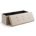 Ellington Home Foldable Tufted Linen Large Storage Ottoman Bench Foot Rest Stool