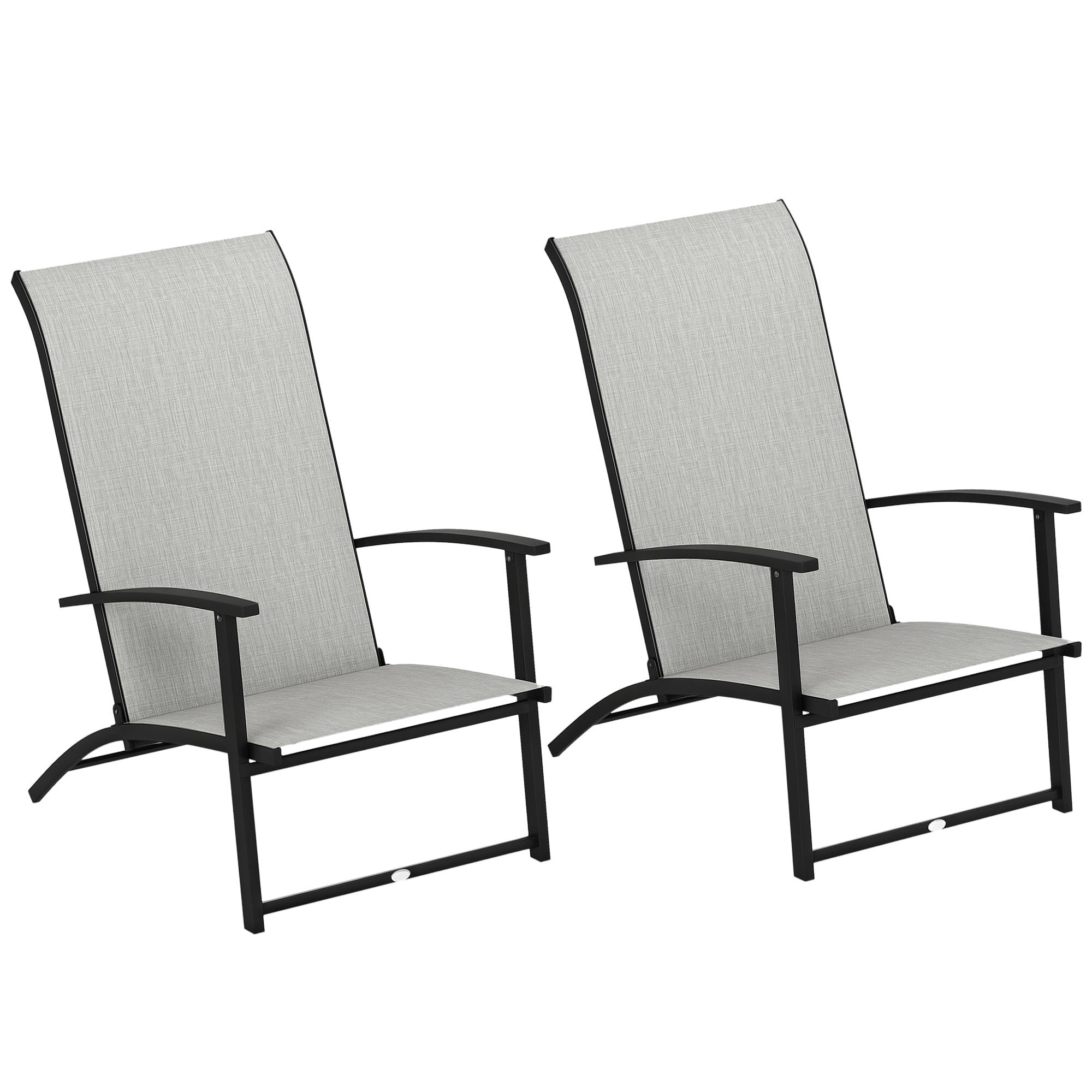 Folding Patio Chairs Set Of 2 Portable Outdoor Dining Chairs With High Back Armrests Gray