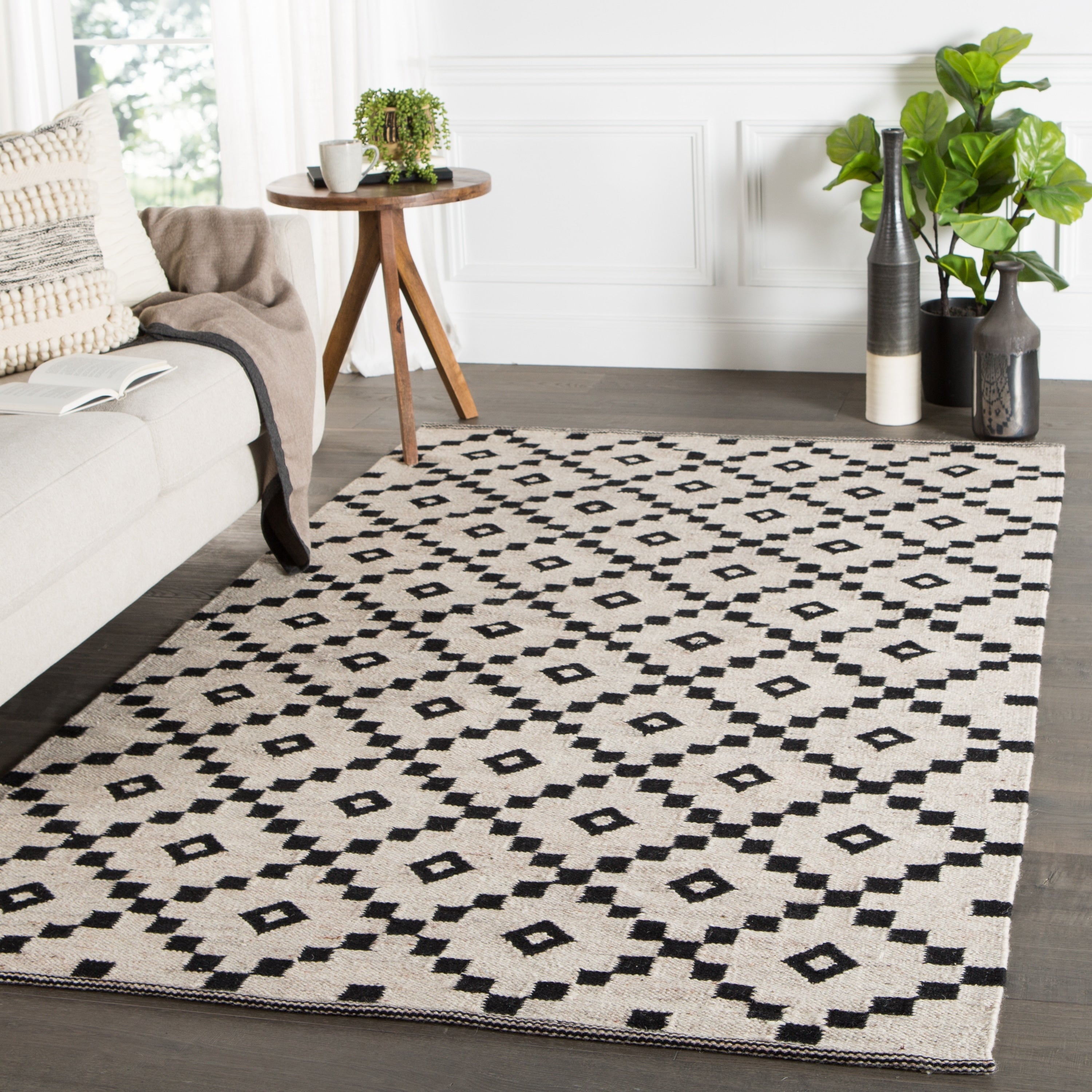Folke Handmade Geometric Black White Area Rug 5 X 8 5X8