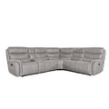 Folu 3Pc Sectional Manual Reclining L Sofa Set Soft Gray Tufted Back
