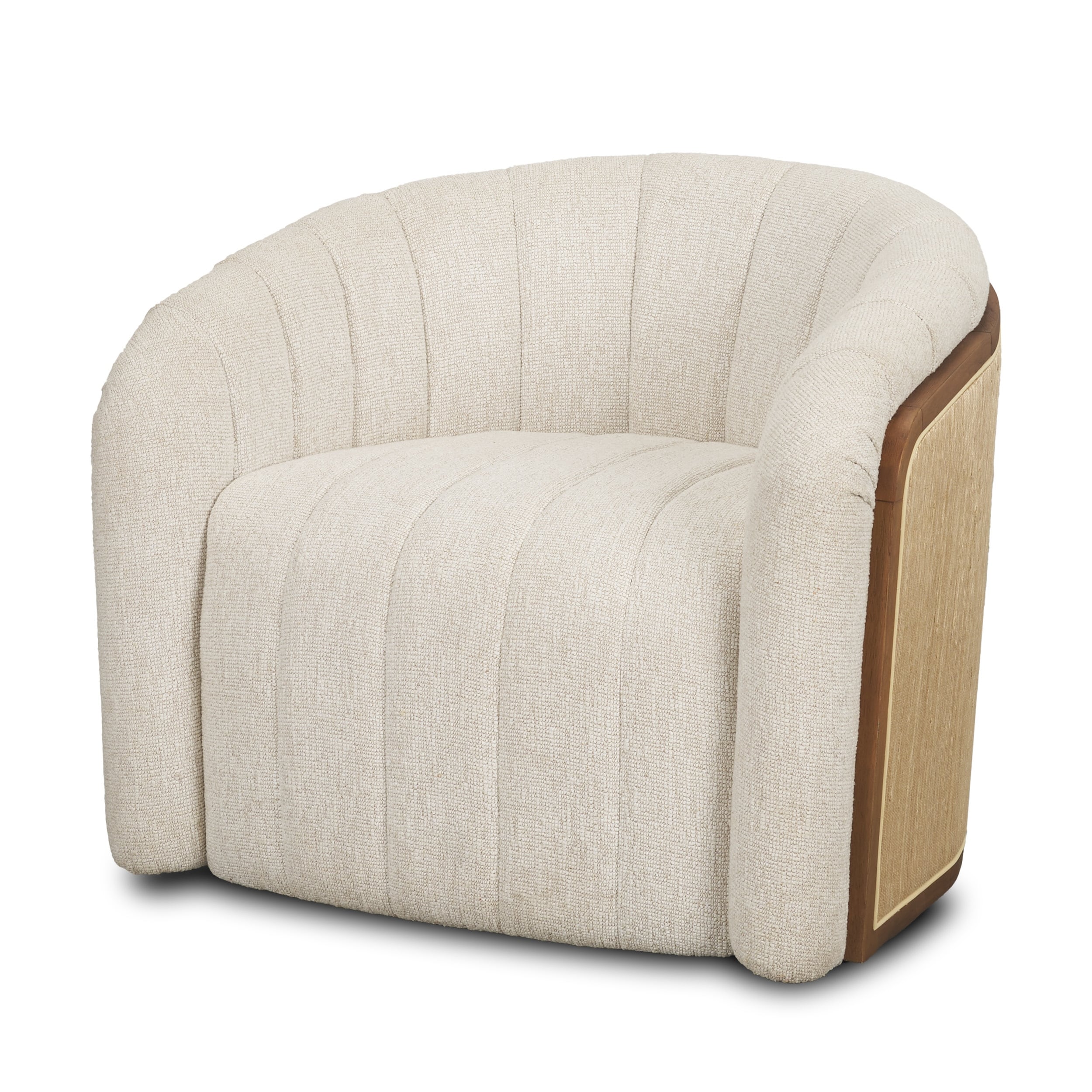 Fonda Cream Fabric W Natural Jute Swivel Accent Chair
