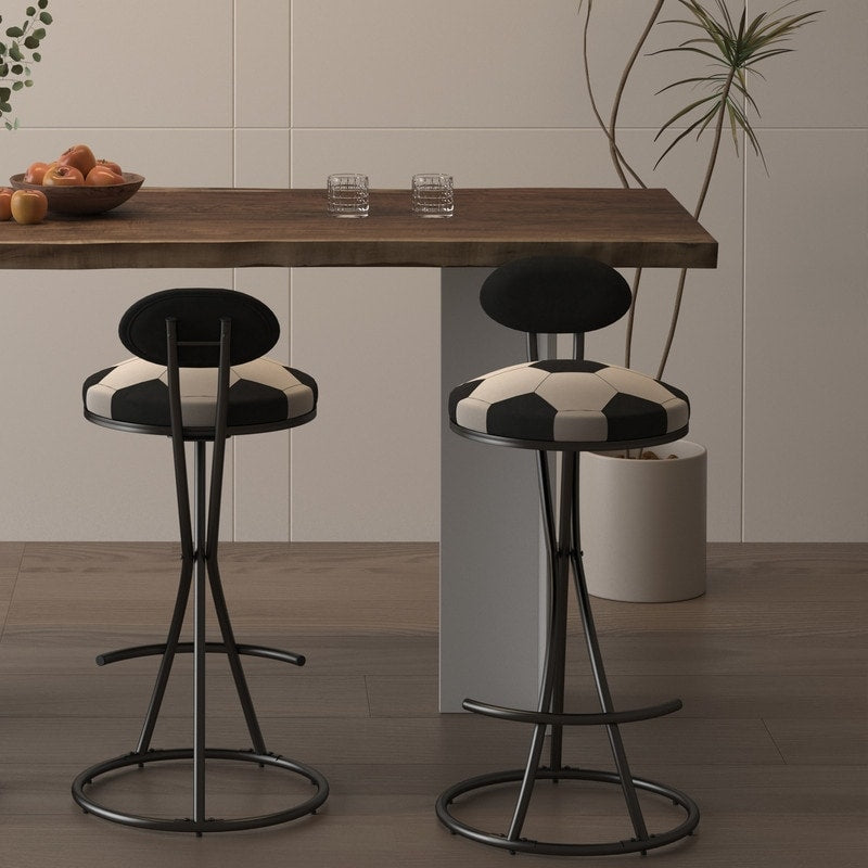 Football Print Bar Stools Set Of 2 Upholstered Counter Height Barstool For Kitchen Island S Shaped Velvet Metal Dining Chairs