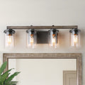 Lnc 4 Light Rustic Grey Iron And Glass Vanity Light