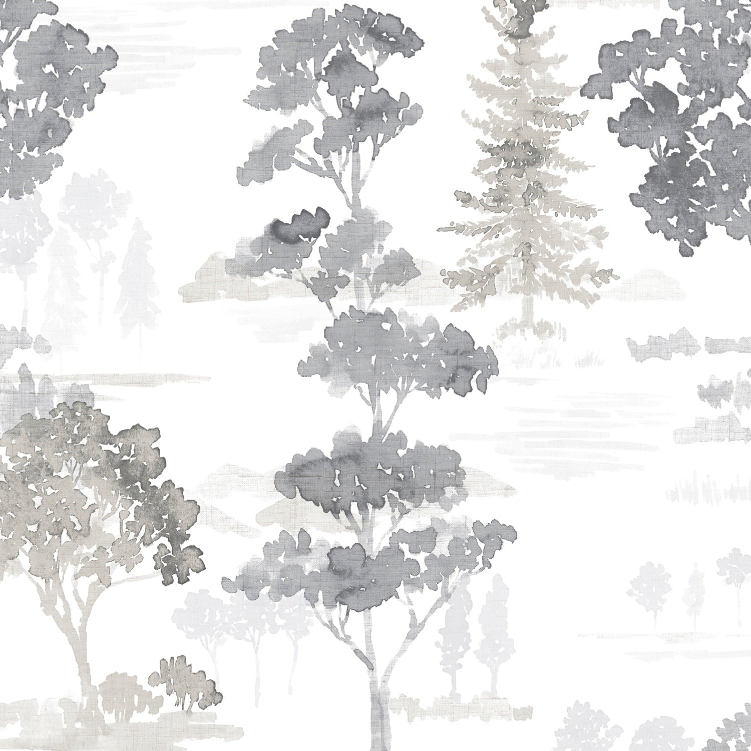 Forest Wallpaper Black Grey White