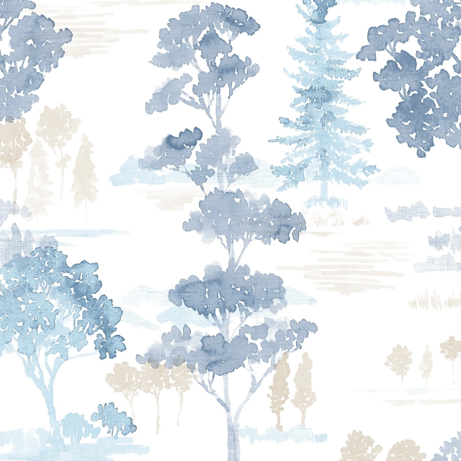 Forest Wallpaper In Beige Blues
